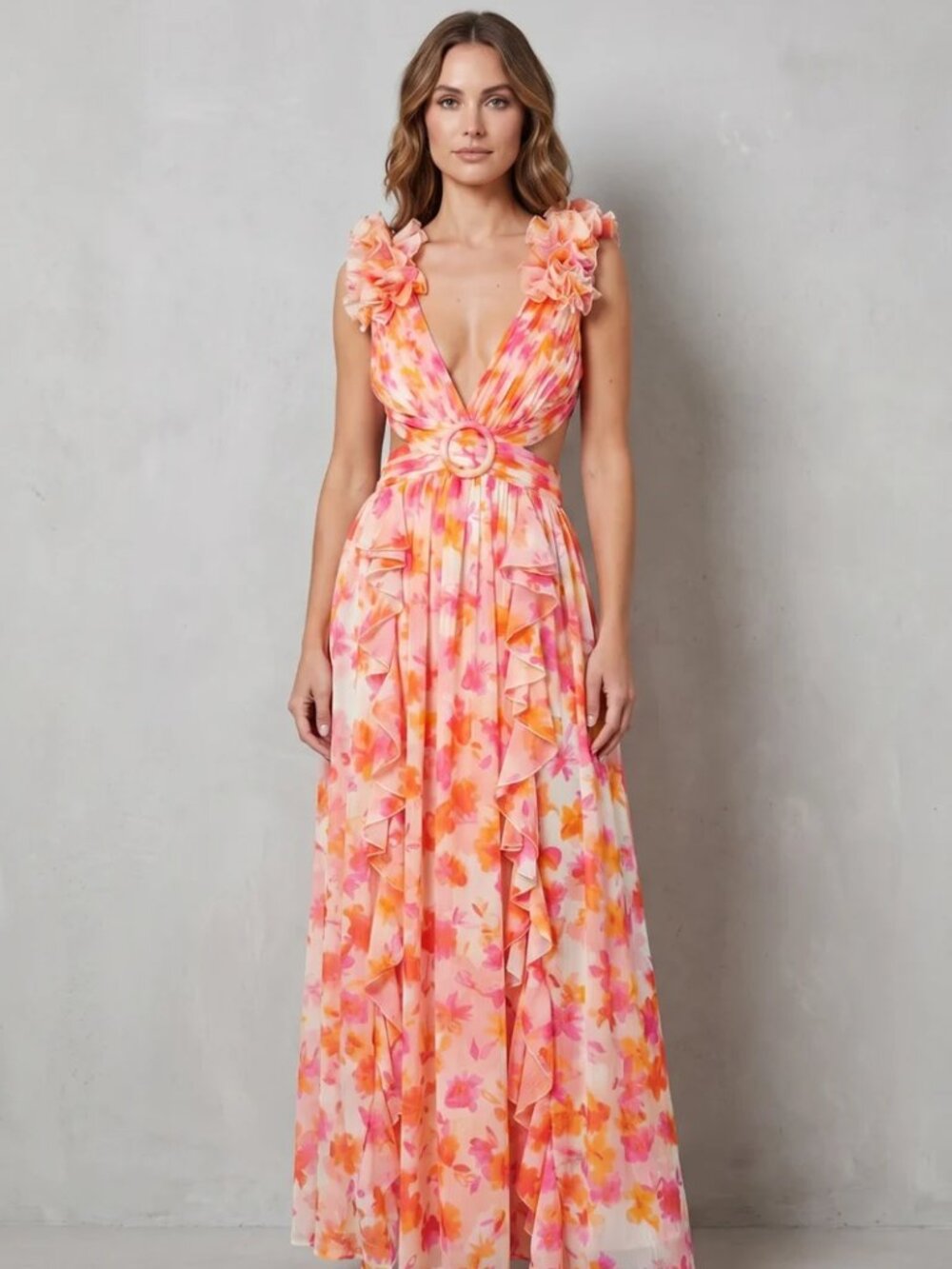 Women's Floral Print Maxi Dress | Elegant Sleeveless Summer Gown size XS